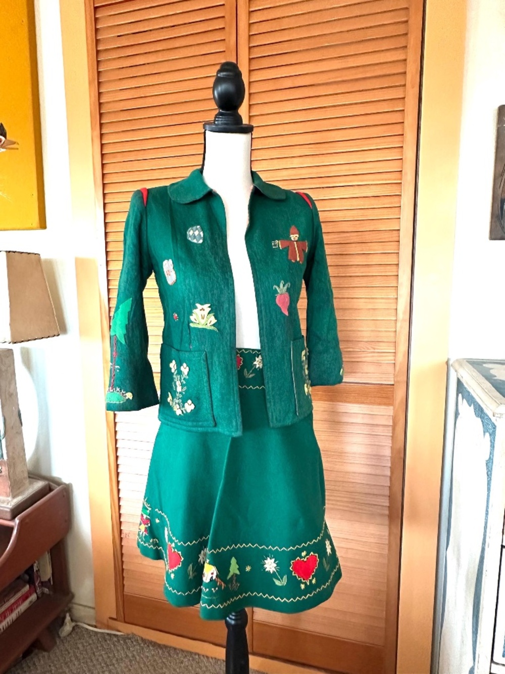 Antique 1940s Bavarian Embroidered Wool Suit: Vintage German Folk Costume